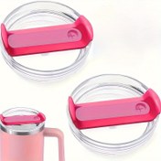 Resim 2 adet 40oz bardak kapağı, yalıtımlı düz tabanlı bardak için yedek - şeffaf silikon sızdırmazlık kapağı, toz geçirmez, dökülmeye karşı koruma, tekrar kullanılabilir 