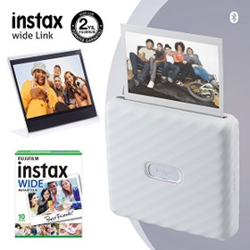 Resim Fujifilm Instax Wide Link Beyaz Yazıcı - 10'lu Film ve Pleksi Çerçeve Fujifilm