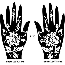 Resim Airbrush Tattoo Büyük Çiçekler El Üstü Kına Kalıbı Kınasız Sadece Desen 2'li 