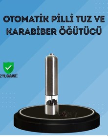 Resim Pilli Baharat Değirmeni Karabiber Tuz Ve Baharat Öğütücü 