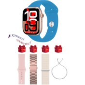 Resim General Mobile Gm 22 Uyumlu Açık Mavi Akıllı Saat Watch 10 Mini Kordon Hediyeli Amoled Ekran 41MM 