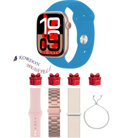Resim General Mobile Gm 22 Uyumlu Açık Mavi Akıllı Saat Watch 10 Mini Kordon Hediyeli Amoled Ekran 41MM 