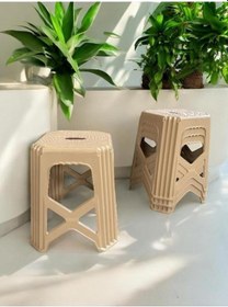 Resim 4 Adet Karatay Orta Boy Plastik Mutfak, Banyo, Balkon Ve Bahçe Taburesi Krem 