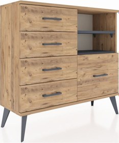 Resim Arges Şifonyer 2 Raflı 5 Çekmeceli 88x30x80 Çam-antrasit/çam Antrasit/çam 