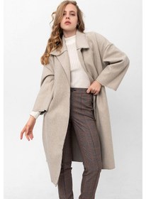 Resim Pastelastore Oversize Kaşe Kaban 2116 Açık Gri 