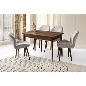 Resim Sima Kelebek Masa, Calia Sandalye, Ceviz, 120x70 Ceviz 