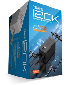 Resim Store Powerway 120.000 Mah Pd 22.5w Hızlı Şarj Dahili Kablolu Kamp Taşınabilir Güç Kaynağı Siyah Powerbank 