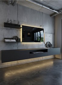 Resim Resital Ledli Duvara Monte Tv Sehpası - Antrasit - W6019-4 Antrasit 