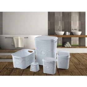 Resim Çeyiz Seti Rattan 5 Parça Örgülü Çeyiz Seti Çok Renkli 