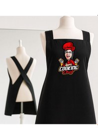 Resim Bk Gift Kişiye Özel Karikatürlü Çapraz Askılı Siyah Mutfak Önlüğü - 3, Aşçı Önlüğü, Şef Önlüğü, Anneye Hediye Kobitmeyencom35913 Bk Gift Renkli 