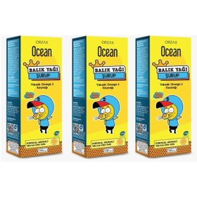 Resim Ocean Balık Yağı Şurubu Portakal Aromalı Kral Şakir 150 ML 3 Adet 