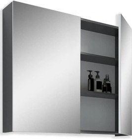 Resim Teta Home Tokyo 65cm Mdf Banyo Üst Aynalı Dolap Antrasit-beyaz Antrasit - Beyaz 