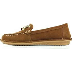 Resim Beety 224 Hakiki Rok Deri Taba Ortopedik Taşlı Kadın Babet Taba 