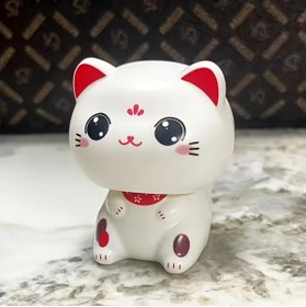 Resim Marka 1 Adet Güneş Enerjili Sallanan Kedi Figürü, Şanslı Servet Kedi, Aaçık gözler 