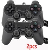 Resim 2 Adet-ps2 Denetleyicisi İçin Kablolu Denetleyici Gamepad Sony Ps2 Playstation 2 Için Çift Titreşimli Temizle Gamepadler 