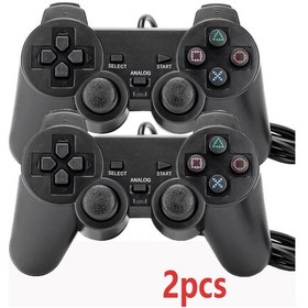 Resim 2 Adet-ps2 Denetleyicisi İçin Kablolu Denetleyici Gamepad Sony Ps2 Playstation 2 Için Çift Titreşimli Temizle Gamepadler 