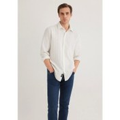 Resim Mavi Regular Fit Çizgili Erkek Gömlek (M0211384-70813) 