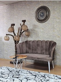 Resim Zafir İkili Papatya Çay Seti Koltuk Beyaz Boyalı Sivriltme Ayak, Balkon, Salon, Ofis, Koltuk Takımı Kahverengi 