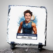 Resim Karikatürlü Erkek Su Topu Oyuncusu Dekoratif Taş 