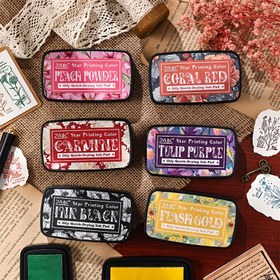 Resim 1 adet Yıldızlı Gökyüzü Vintage Renkli Damga Matarası, Yağ Bazlı Mürekkep, Özel Günlük Mürekkep Matarası 