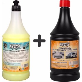 Resim Dtx Kimya Ağır Yağ Sökücü Radyatör Temizleme 1 Litre & Cilalı Oto ve Motor Şampuanı 1 Lt 