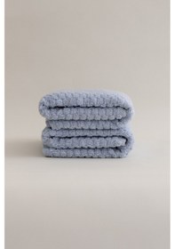 Resim Ivory Mavi Kabartma Dokulu Mikro Fiber %100 Pamuk 2li El Yüz Havl Mavi 