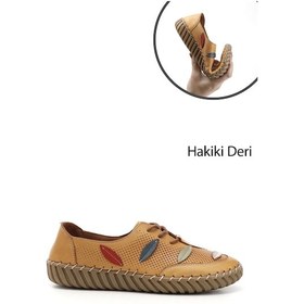 Resim Gönderi R Hardal Dolgu Taban Bağcıklı Hakiki Deri Comfort Ayakkabı Hardal 