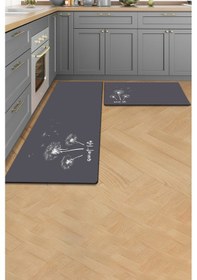 Resim Valerine Life Quiet Life Sakin Yaşam Gri Mutfak Matı Halısı Yıkanır Kaymaz Taban Tezgah Önü Paspası Gri 