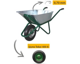 Resim Kanat Pro Galvanizli Şişme 400-8 Ebat Teker Demonte El Arabası 0.70 mm Sac 