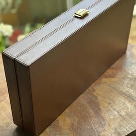 Resim Diamante Deri Kaplama Kişiselleştirilebilir Tavla - SİYAH 