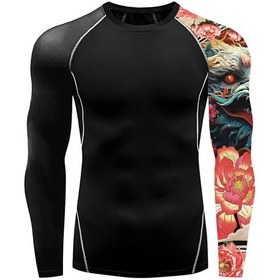 Resim Feelıncolor Erkekler İçin Kanat Grafik T-shirt Uzun Kollu Gym Fitness Tayt Çabuk Kuruyan Egzersizmor Mor 