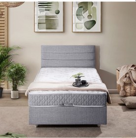 Resim Sofia Tek Kişilik Baza Başlık Comfort Yatak Seti Açık Gri 120 x 200 