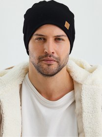 Resim Butikgiz Erkek Siyah Termal %100 Pamuklu Soft 2 Stil 1 Arada Bere Premium Cuts Serisi 