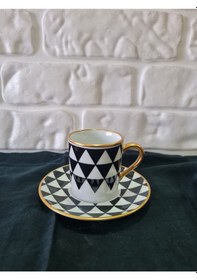 Resim River World 4 Parça 2 Kişilik Porselen Türk Kahvesi Fincan Takımı Trg Serisi Çok Renkli 