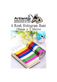 Resim Renkli Hologram Bant 6 Renk 12 Adet 18mm X 3 Metre Yaldızlı Metalik Desenli Fosforlu Hologram Bant Hobi Tasarım 12 Adet 