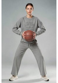 Resim Defacto Nba Los Angeles Lakers Wide Leg Cepli Geniş Paça Standart Boy Eşofman Altı F8217ax25wngr362 Gri-gr362 
