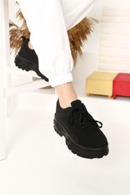 Resim Ccway Kadın Bağcıklı Spor Ayakkabı SİYAH NUBUK SİYAH 