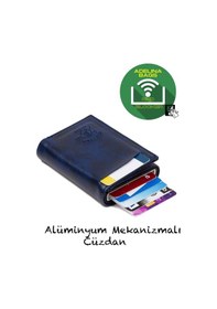 Resim Adelina Bags Adelina Unisex Lacivert Alüminyum Mekanizmalı Kızaklı Kartlık Cüz Lacivert 