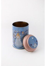 Resim Fairytale Cinderella Desenli Yuvarlak Metal Saklama Kabı, 10,5 X 15 Cm, 1,1 Lt Desenli 