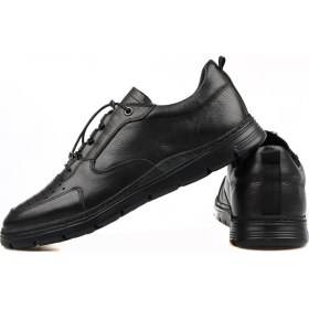 Resim FootCourt Siyah Deri Erkek Spor Ayakkabı Hafif Taban 