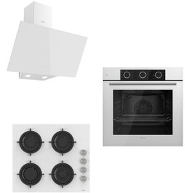 Resim Ferre Flowart Basic Serisi Beyaz Ankastre Set (CS206 - XE62CB - D078) 