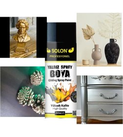 Resim Solon 5 Adet Gümüş (Gri) Isıya Dayanıklı Yaldız Sprey Boya 400 ml 