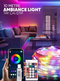 Resim Amber LED Pixel Rgb Magic Peri ışık - 5v Usb Girişli, Bluetooth Uygulamalı, Uzaktan Kumandalı, Müziğe Duyarlı, Suya Dayanıklı, Parti, Yılbaşı, Doğum Günü, Eğlence için (10 Metre) 