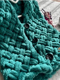 Resim Alize Puffy fine Zümrüt Yeşili Rengi El Örgüsü Bebek Yeleği 0-12 Ay 