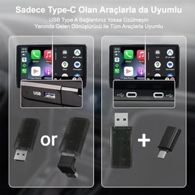 Resim EverBox Mini Pro Duo Kablosuz Apple CarPlay ve Android Auto Adaptörü, 2'si 1 Arada, 5GHz WiFi, 90° USB Çevirici Aparat, Tip-C Giriş Aparatı Hediyeli 
