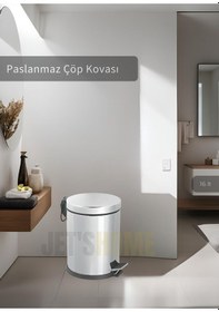 Resim Jet's Home Pedallı Banyo Çöp Kovası Paslanmaz 16 Lt Mutfak Çöp Kutusu Gri Gri 