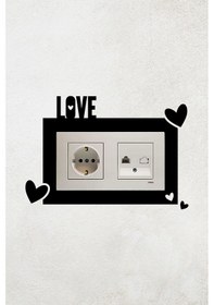 Resim Love Yazılı Kalp Tasarım 2li Priz Çerçevesi İç Ölçü 15,5x8,4 Cm 2li Dekoratif Priz Çerçeve 