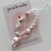 Resim Sanrio for hello kitty için Portakal Soda Telefon Askısı ve Bilezik - Pembe ve Beyaz Şanslar ile Sevimli Karikatür Tasarımı, Telefonlar, Anahtarlar, Çantalar için Dayanıklı Plastik Aksesuar, Telefon Şansı, Oynak Aksesuar, Şirin Aksesuar 