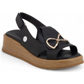 Resim Mammamia D25ys-2780 Deri Comfort Kadın Sandalet Siyah 