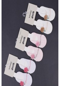 Resim 1'li Kız Bebek Çiçek Aksesuarlı Pembe Babet Çorap-1322 Pembe 